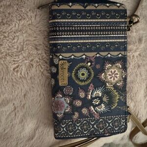 Sakroots Navy and Gold Floral Wallet